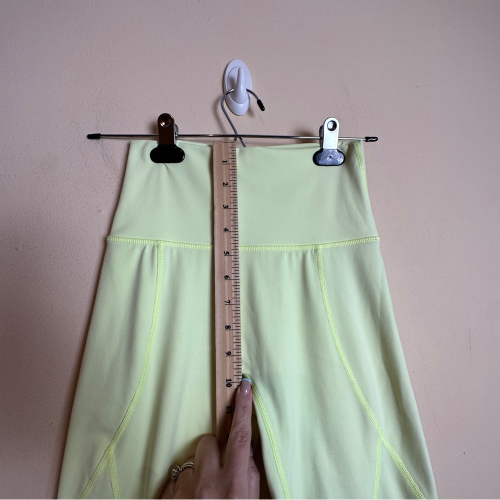 Aerie Neon Yellow Green High Rise Raw Hem Full Length Leggings Womens Size Small - Picture 14 of 16